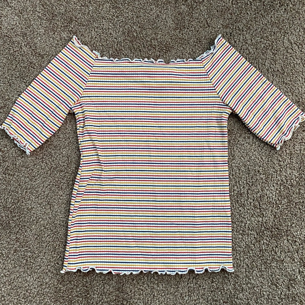 Striped Off The Shoulder Shirt